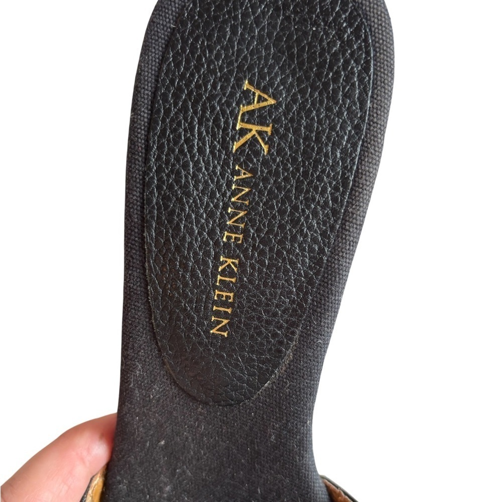 Anne Klein Black and Tan Wedge Mules Leather  size 7.5 - Picture 5 of 9